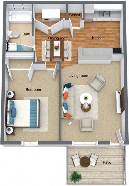 3D One Bedroom